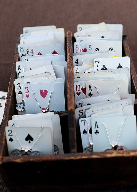 Playing cards as jewelry display