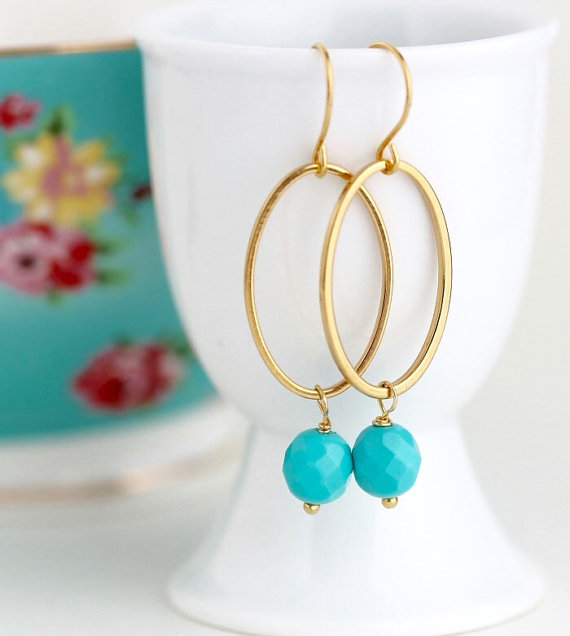 blue and gold hoop earrings