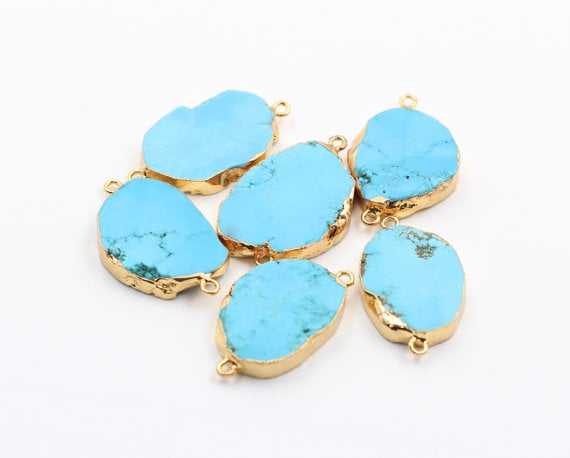 turquoise and gold druzy pendant