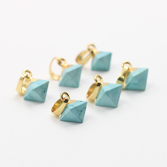 turquoise and gold hexagon pendant